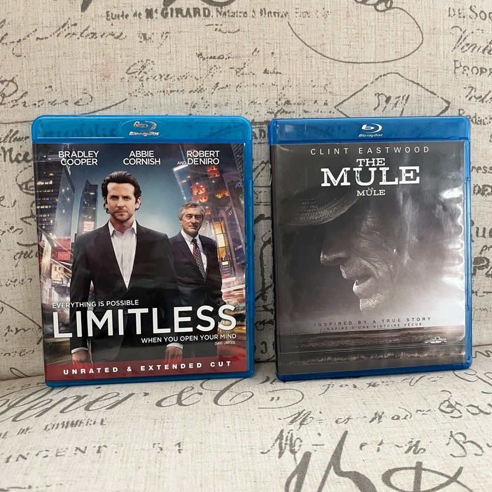The Mule & Limitless, Set of 2 Blue Ray discs/movies